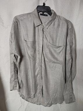 Black Tape_ Light Gray Button-Front Women's Shirt